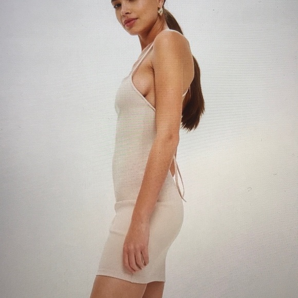 TopShop Scooped Back Blush Cotton Midi Dress NWT - Picture 4 of 8